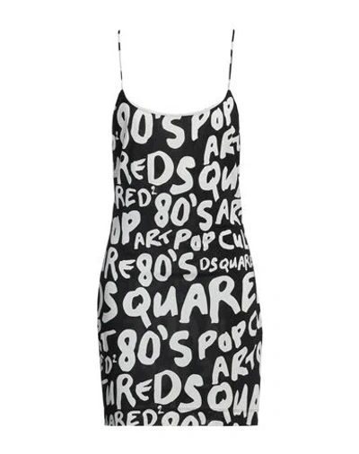 DSQUARED2 DSQUARED2 WOMAN MINI DRESS BLACK SIZE L VISCOSE, ELASTANE