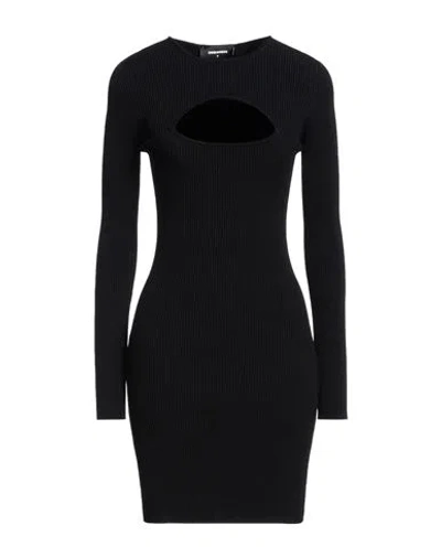 Dsquared2 Woman Mini Dress Black Size L Viscose, Polyester