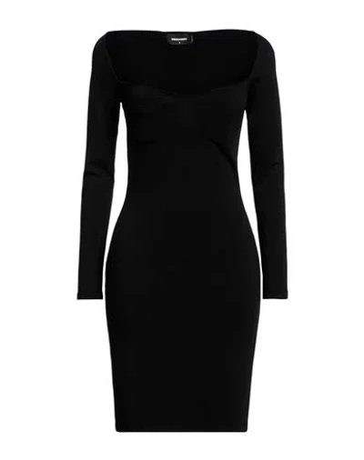DSQUARED2 DSQUARED2 WOMAN MINI DRESS BLACK SIZE L VISCOSE, POLYESTER