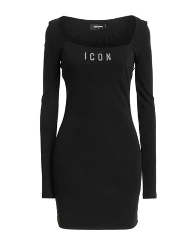 DSQUARED2 DSQUARED2 WOMAN MINI DRESS BLACK SIZE M VISCOSE, GLASS