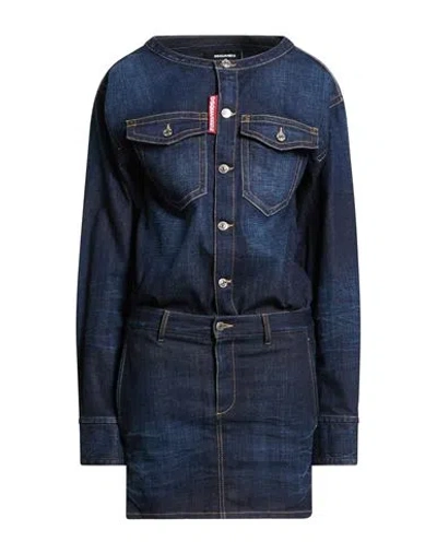 Dsquared2 Woman Mini Dress Blue Size 2 Cotton, Elastane