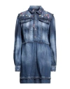 Dsquared2 Woman Mini Dress Blue Size 4 Cotton, Elastane In Blue