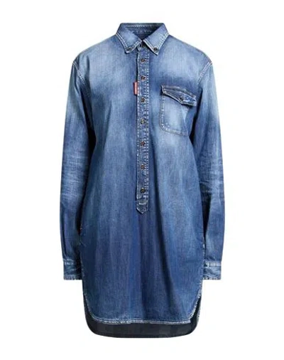 Dsquared2 Woman Mini Dress Blue Size 8 Cotton, Elastane