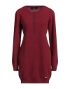 DSQUARED2 DSQUARED2 WOMAN MINI DRESS BURGUNDY SIZE M VIRGIN WOOL