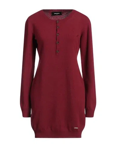 Dsquared2 Woman Mini Dress Burgundy Size M Virgin Wool In Red