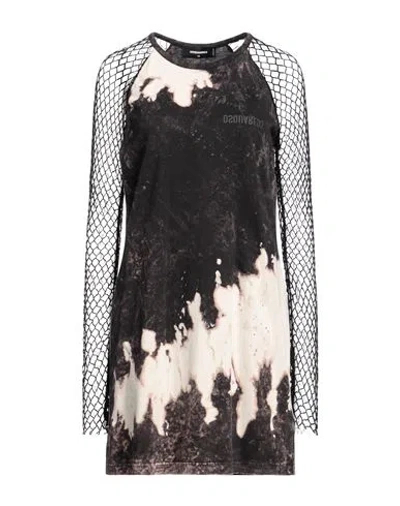 Dsquared2 Woman Mini Dress Charcoal Size M Cotton, Polyamide, Elastane In Grey