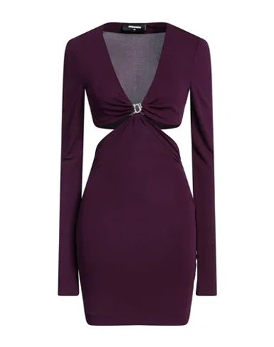 DSQUARED2 DSQUARED2 WOMAN MINI DRESS PLUM SIZE L VISCOSE