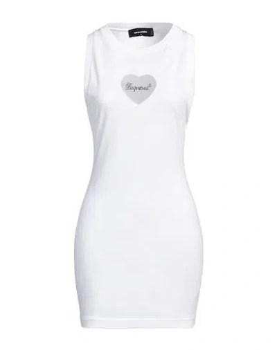 Dsquared2 Woman Mini Dress Ivory Size M Cotton In White