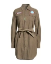 Dsquared2 Woman Mini Dress Khaki Size 10 Cotton In Brown
