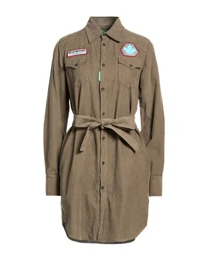 Dsquared2 Woman Mini Dress Khaki Size 10 Cotton In Brown
