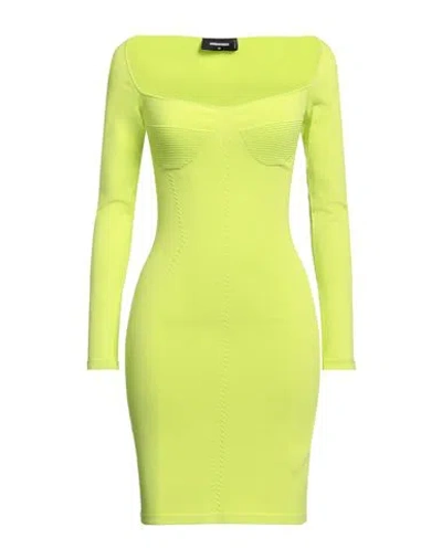 Dsquared2 Woman Mini Dress Lime Green Size L Viscose, Polyester