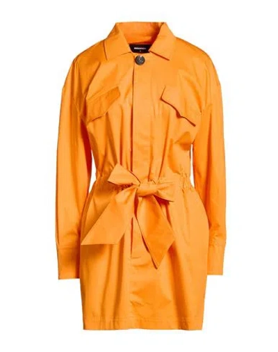 Dsquared2 Woman Mini Dress Mandarin Size 2 Cotton, Elastane In Orange