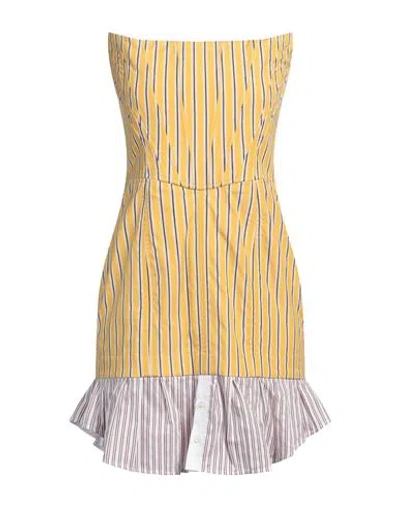 Dsquared2 Striped Flared Minidress In Yellow