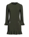 Dsquared2 Woman Mini Dress Military Green Size 2 Polyester, Polyurethane Coated