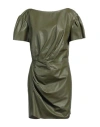 Dsquared2 Woman Mini Dress Military Green Size 6 Ovine Leather In Green