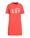 Dsquared2 Woman Mini Dress Orange Size Xs Cotton