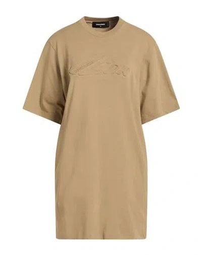 Dsquared2 Woman Mini Dress Sand Size M Cotton In Neutral
