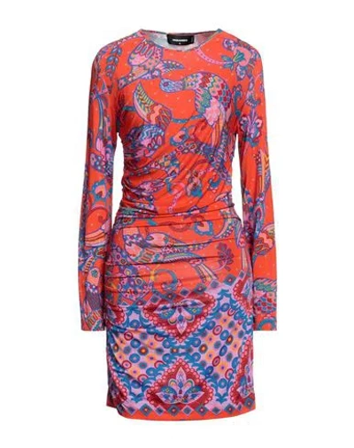 Dsquared2 Woman Mini Dress Tomato Red Size Xs Viscose, Elastane