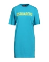 Dsquared2 Woman Mini Dress Turquoise Size Xs Cotton In Blue