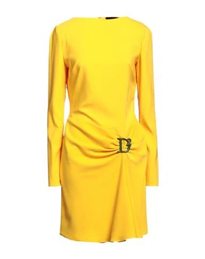 Dsquared2 Woman Mini Dress Yellow Size 6 Polyester, Elastane