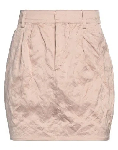 Dsquared2 Woman Mini Skirt Beige Size 2 Cotton, Metallic Fiber