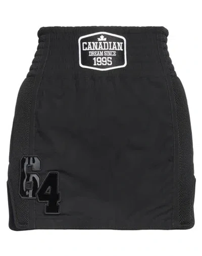 Dsquared2 Woman Mini Skirt Black Size 2 Cotton, Elastane