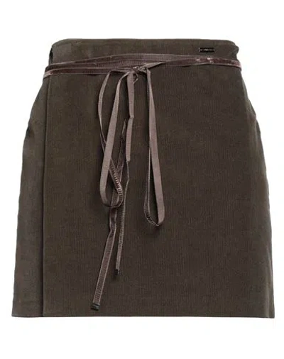 Dsquared2 Woman Mini Skirt Dark Brown Size 2 Cotton, Elastane