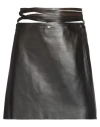 Dsquared2 Woman Mini Skirt Dark Brown Size 8 Ovine Leather In Brown
