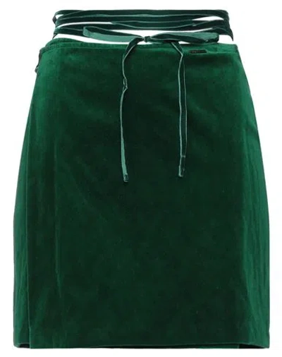 Dsquared2 Woman Mini Skirt Green Size 2 Cotton, Metallic Fiber