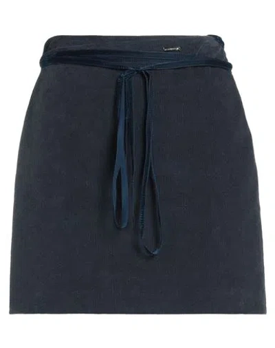 Dsquared2 Woman Mini Skirt Navy Size 2 Cotton, Elastane In Navy Blue