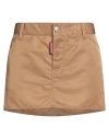 Dsquared2 Woman Mini Skirt Sand Size 10 Polyamide, Polyurethane, Calfskin In Brown