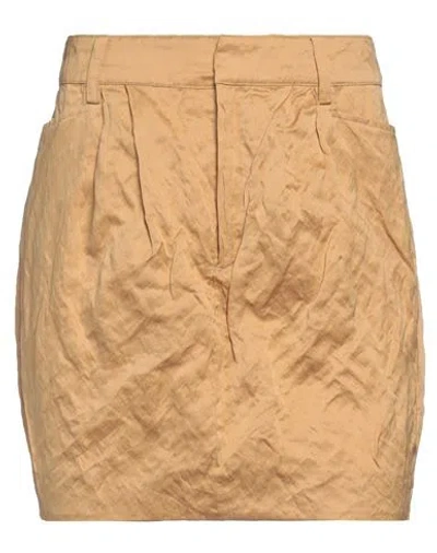 Dsquared2 Woman Mini Skirt Sand Size 2 Cotton, Metallic Fiber In Beige