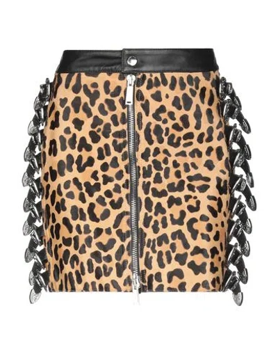 Dsquared2 Woman Mini Skirt Sand Size 4 Cow Leather, Ovine Leather, Zinc, Aluminum, Copper In Beige