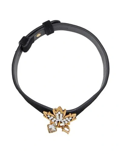 Dsquared2 Woman Necklace Black Size - Leather, Metal