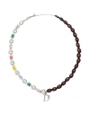 Dsquared2 Woman Necklace Dark Brown Size - Tin Alloy, Wool, Brass, Crystal In Brown