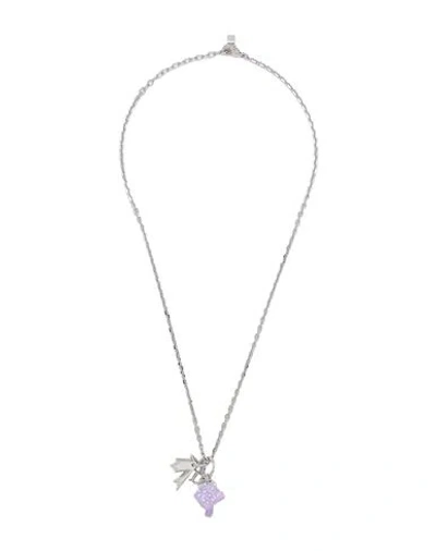 Dsquared2 Woman Necklace Lilac Size - Metal In Metallic