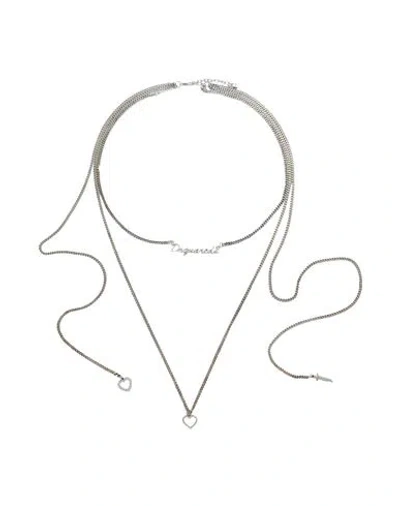 Dsquared2 Woman Necklace Silver Size - Brass, Tin Alloy, Crystal