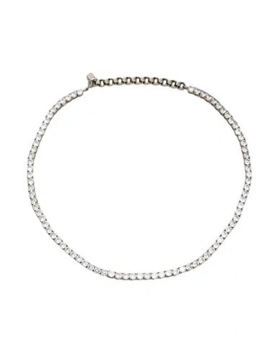 Dsquared2 Woman Necklace Silver Size - Brass, Zirconia