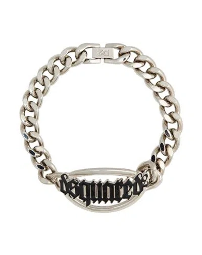 Dsquared2 Woman Necklace Silver Size M Metal, Enamel