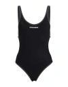 Dsquared2 Solid Color One-piece Swimsuit With Contrasting Stitching In Black