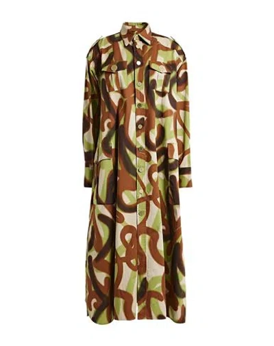 Dsquared2 Woman Overcoat & Trench Coat Green Size 4 Cotton, Elastane
