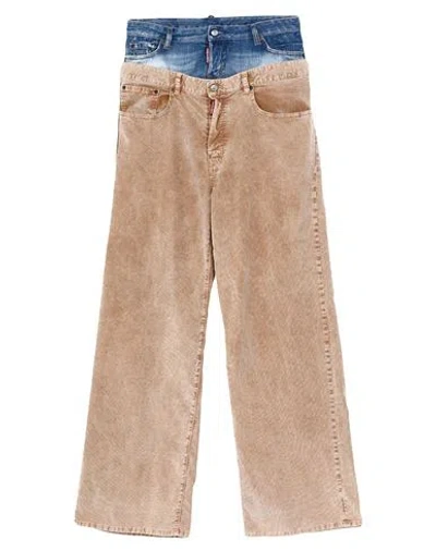 DSQUARED2 DSQUARED2 WOMAN PANTS BEIGE SIZE 10 COTTON, ELASTANE