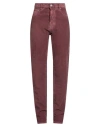 Dsquared2 Woman Pants Brick Size 10 Cotton, Elastane, Calfskin In Brown