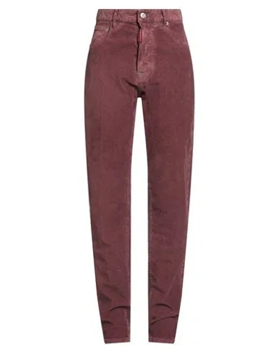 Dsquared2 Woman Pants Brick Size 10 Cotton, Elastane, Calfskin In Brown