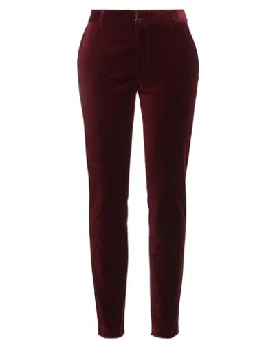 Dsquared2 Woman Pants Burgundy Size 8 Cotton, Metal In Red