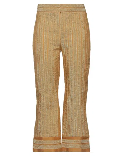 Dsquared2 Woman Pants Gold Size 4 Cotton, Silk