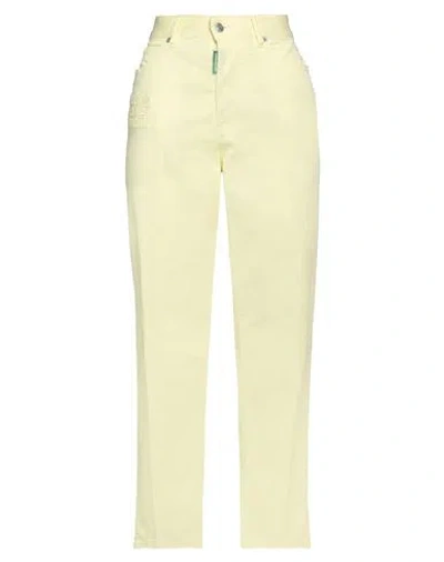 Dsquared2 Woman Pants Pastel Yellow Size 2 Cotton, Elastane
