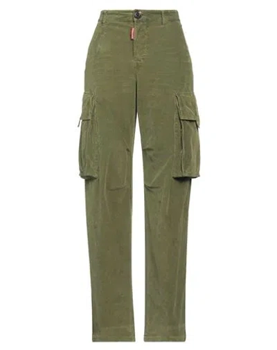 Dsquared2 Woman Pants Military Green Size 2 Cotton, Elastane