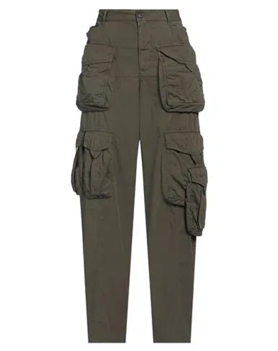 Dsquared2 Woman Pants Military Green Size 6 Cotton, Elastane, Cow Leather