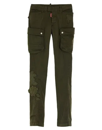 Dsquared2 Woman Pants Military Green Size 8 Cotton, Elastane